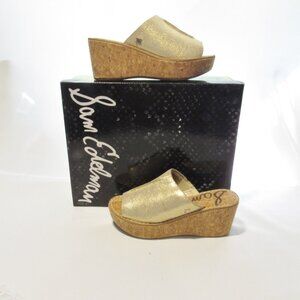 Sam Edelman Leather Platform Wedges ~ Ranger ~  Molten Gold Size 5 NWB